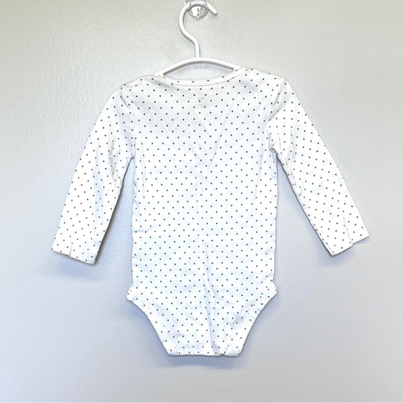 Carter's White with Brown Polka Dots Long Sleeve Onesie : 18 Months - Picture 2 of 2